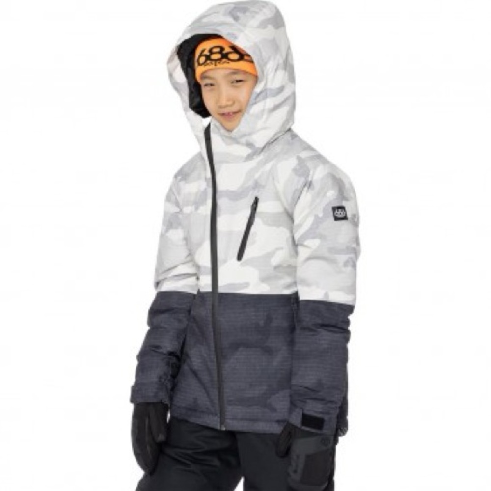 686 Kids Camo Jacket - White and Gray